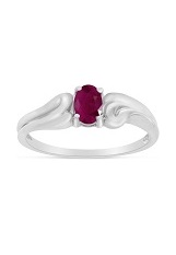 elegant white gold oval ruby gemstone baby birthstone ring